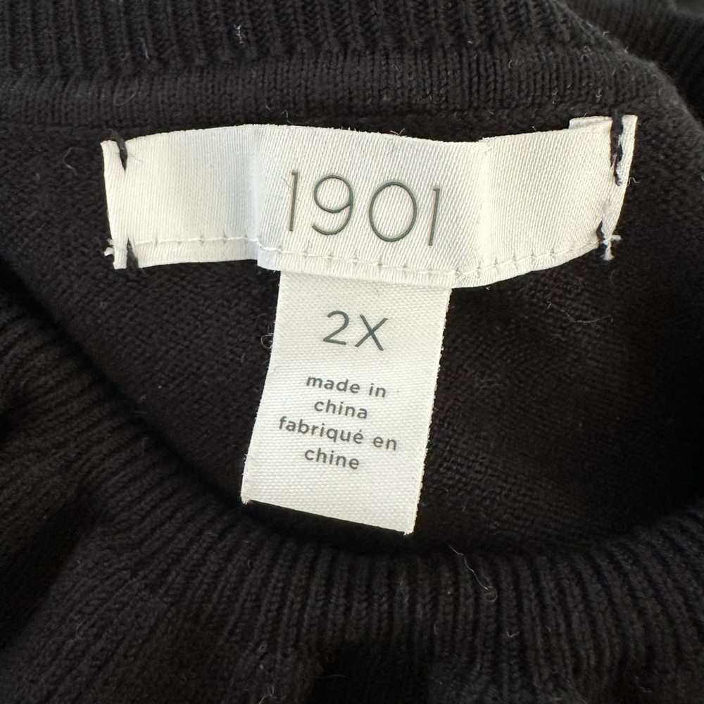 1901 Black Sweater dress mock neck ruffle  2X - Picture 4 of 5